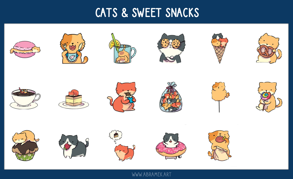 Cats and sweet snacks sticker preview